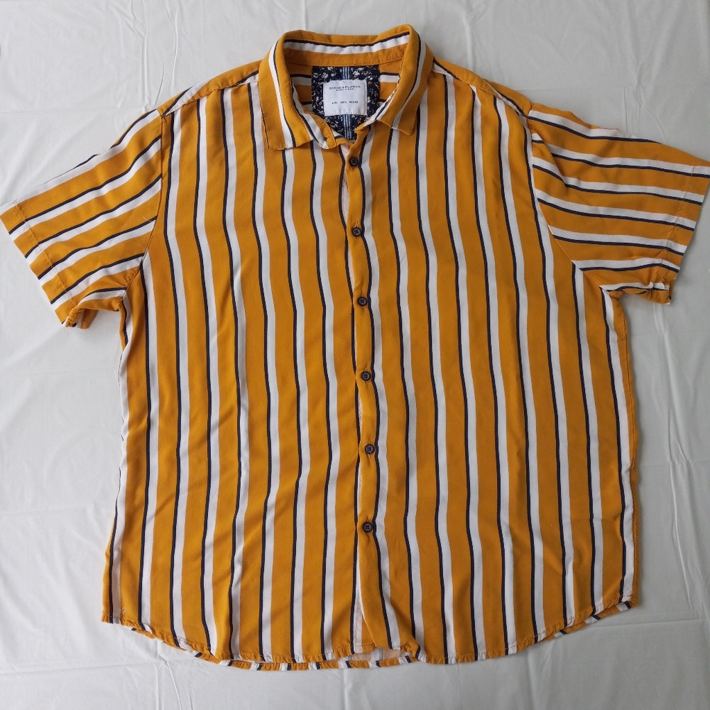 Denim&Flower Yellow Striped Button Down Shirt